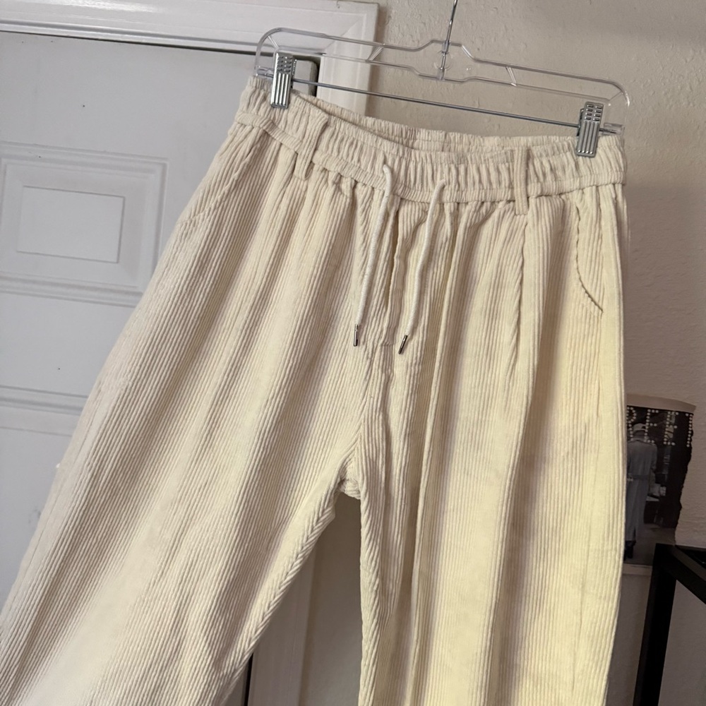 AELFRIC EDEN white off‎ white corduroy straight leg pull on elastic pants - Picture 3 of 8